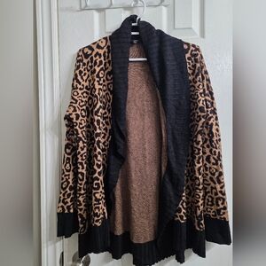 Guess Animal Print Cardigan with Black Trim - Size L